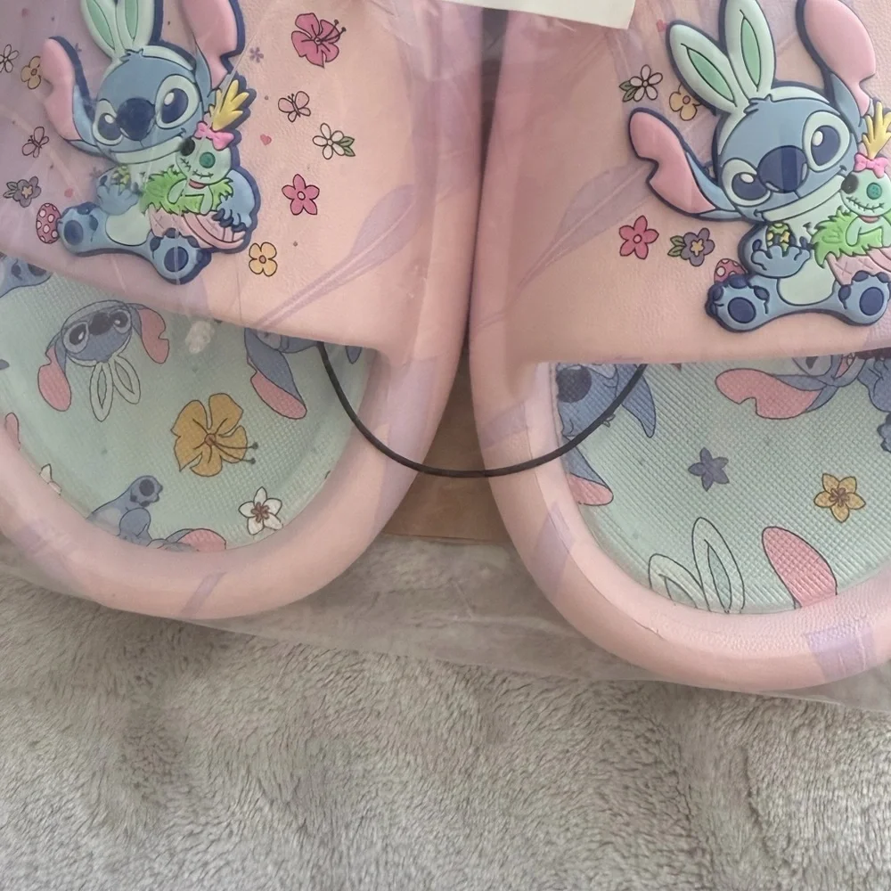 Stitch Big Kids Size 2-3 4-5 Slide- Light Pink